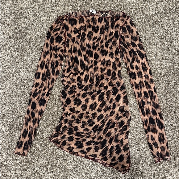 Free People Intimately Something Extra Leopard Print Sheer Tunic with Ruching - Picture 8 of 11